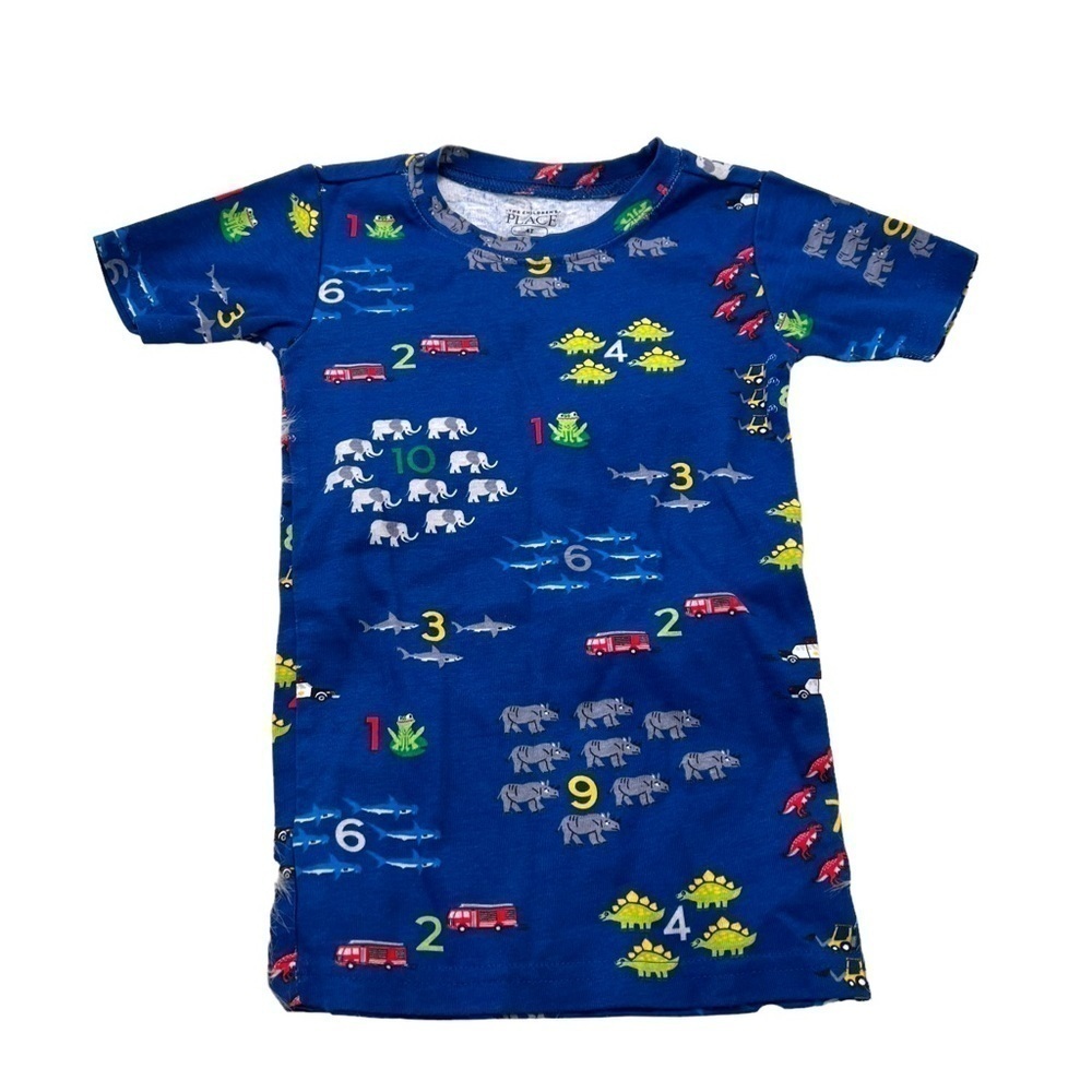 The Children's Place Toddler Boys' Size 4T Sleep T-Shirt Blue Numbers Dinosaurs